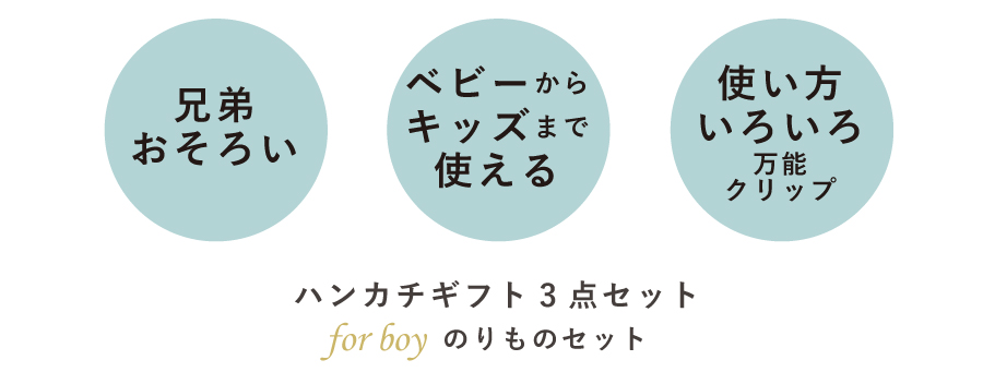 ハンカチギフト3点セット(のりもの)